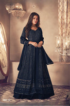 Georgette Kurta & Palazzo Material Embroidered, Embellished
