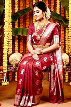 Elegant Soft Lichi Silk Saree For Women (Unstitched)