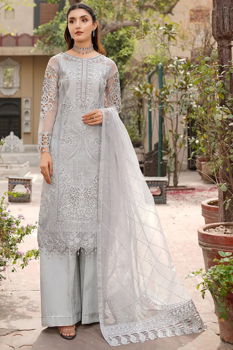 3 piece Stitched  Organza & Malai Bridal Suit
