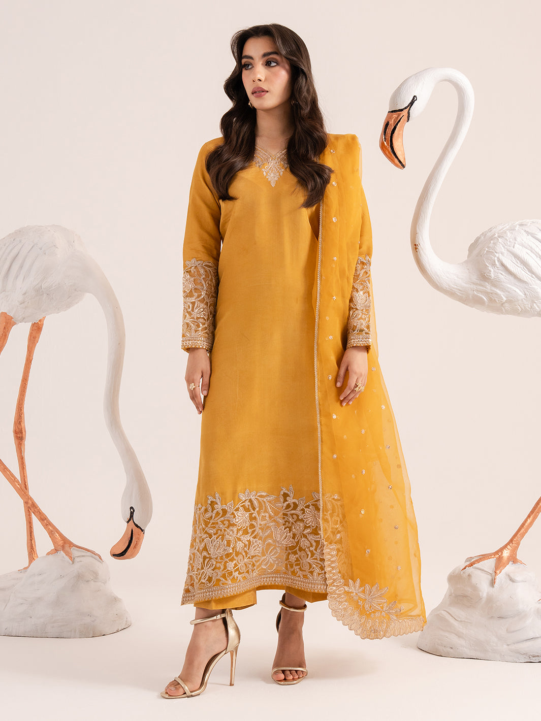 3-Piece Chiffon Embroidered Suit Ready To Wear
