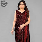 Trending Lycra Blend Saree with Sequins Work For Women (Unstitched)