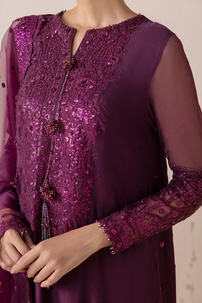 3 Piece Stitched Chiffon & Organza suit - Ready  to Wear