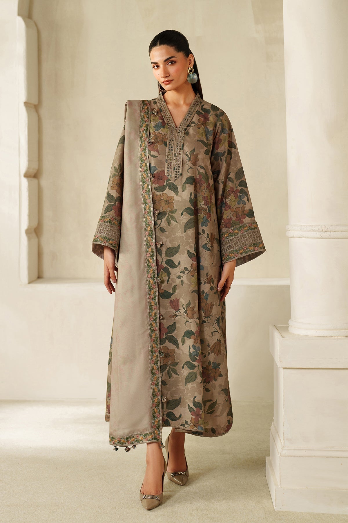 BAROUQE Shifli Work 4 SIDE APLIK DUPATTA LAWN SUIT READY TO WEAR