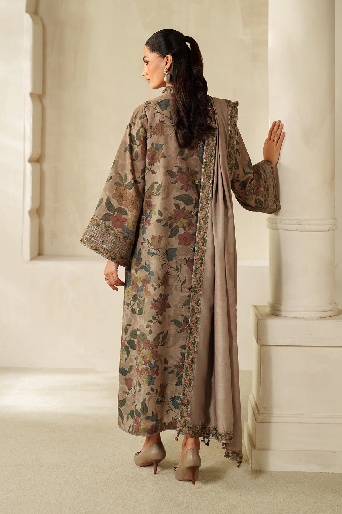 BAROUQE Shifli Work 4 SIDE APLIK DUPATTA LAWN SUIT READY TO WEAR