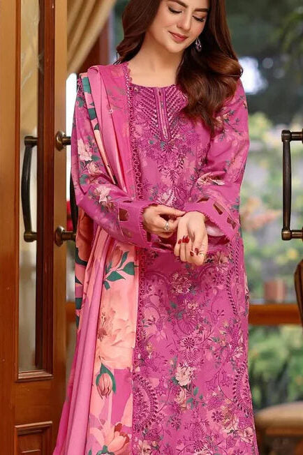 Premimum Lawn Embroidered 3 Piece Dress