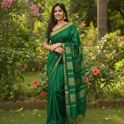 Adorable Silk Jacquard Border Saree For Women (Unstitched)