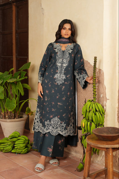 3 Piece Stitched Embroidered Lawn Suit Ready To Wear