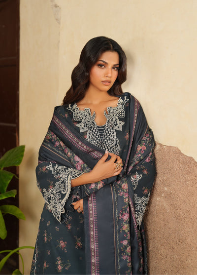 3 Piece Stitched Embroidered Lawn Suit Ready To Wear