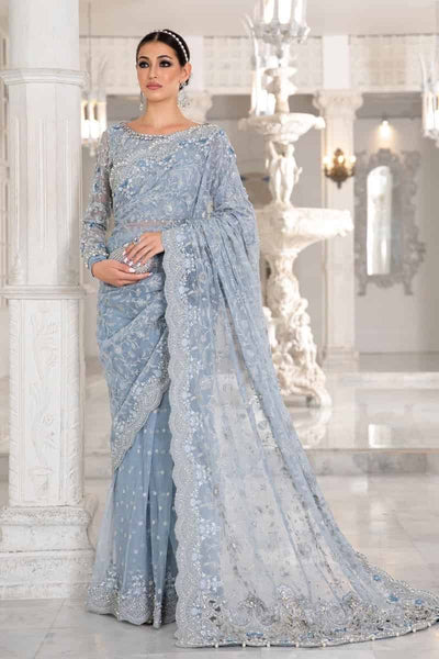 Maria B –  Light Sky Blue Saree