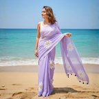 Printed Cotton Saree Collection With Fumka Border For Women (Unstitched)