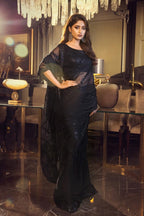 Luxury Fully Embroidered Chiffon Saree with Spangle Work