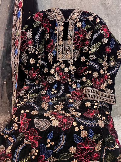 Velvet Handwork Salwar Kameez with Dupatta