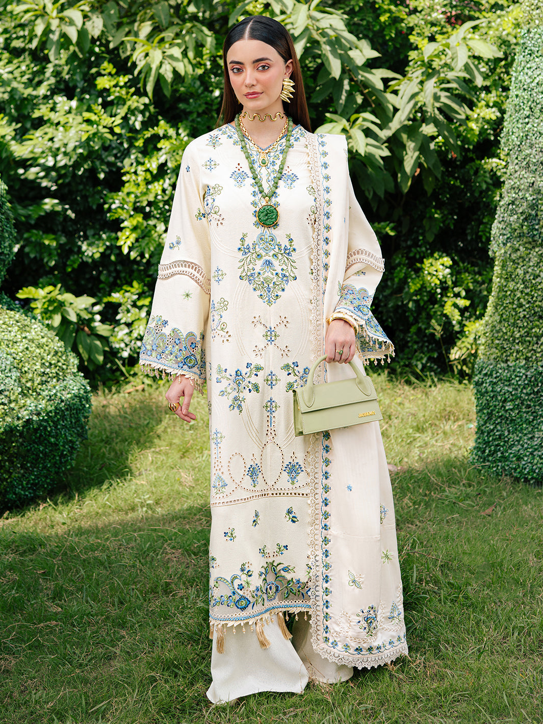 Heavy Embroidered Cotton Chikankari Suit Ready To Wear