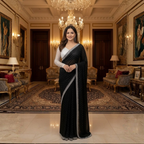 Georgette Saree with Blouse and Diamond Work For Women (Unstitched)