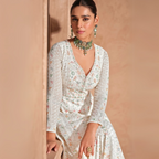 Sophisticated Chinon Suit with Sequence Work