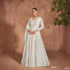 Sophisticated Chinon Suit with Sequence Work