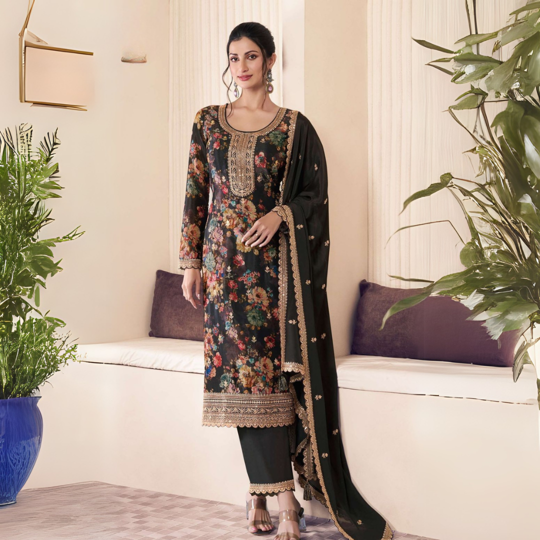 Elegance Redefined: Heavy Chinon & Santoon Silk Kurta Set
