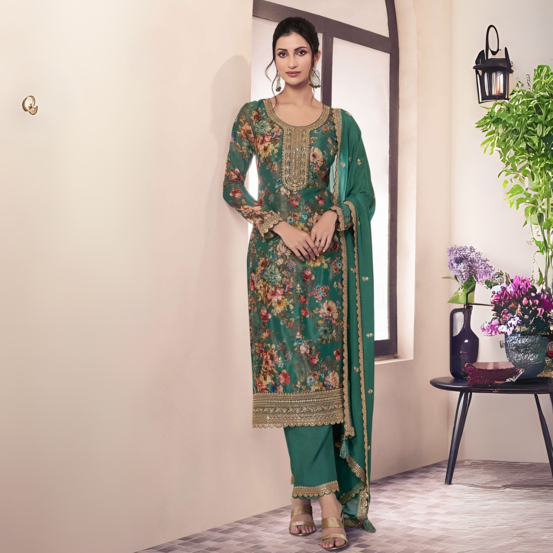 Elegance Redefined: Heavy Chinon & Santoon Silk Kurta Set