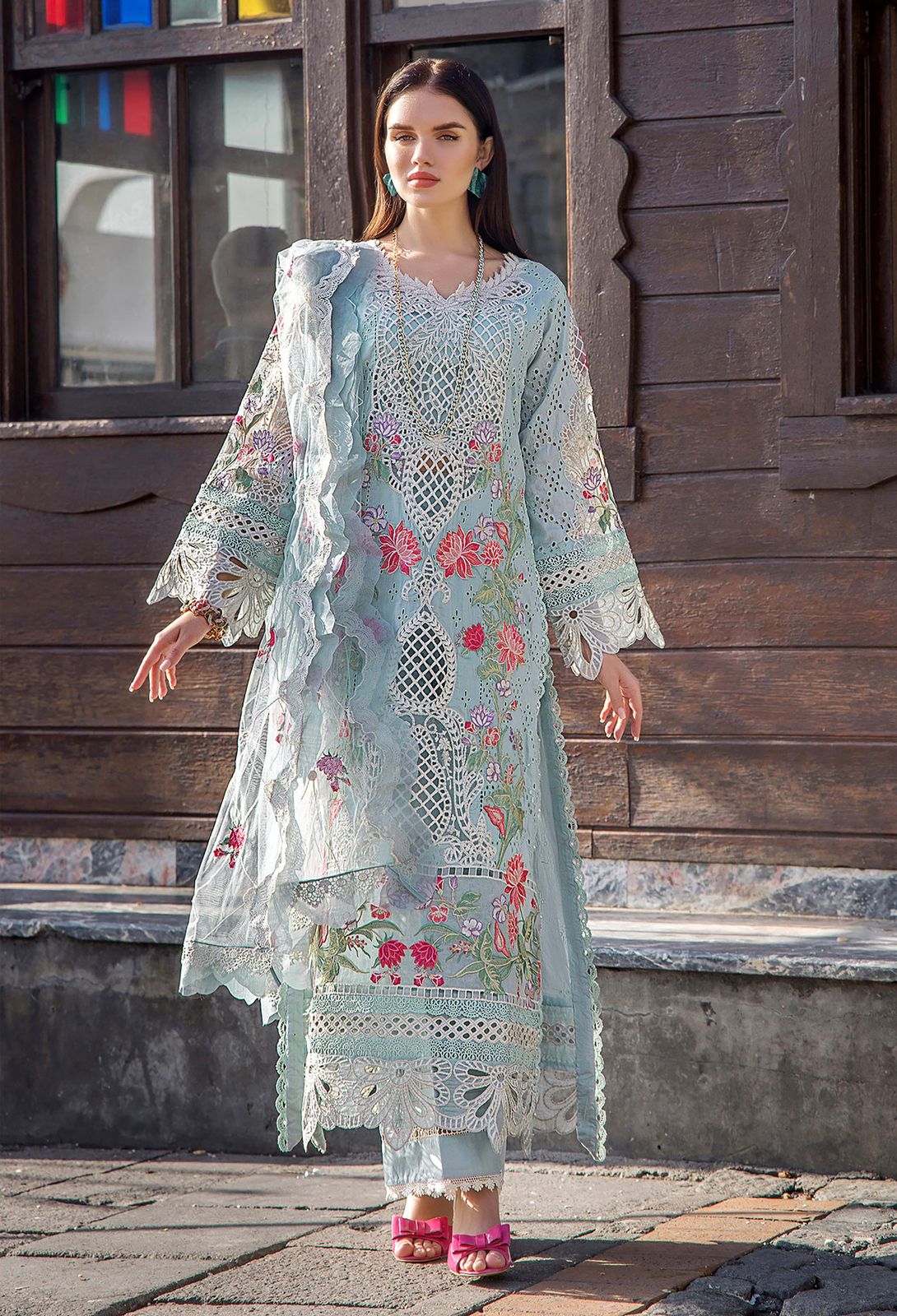 Lawn Embroidered Chikankari Suit 3 Piece Suit RTW