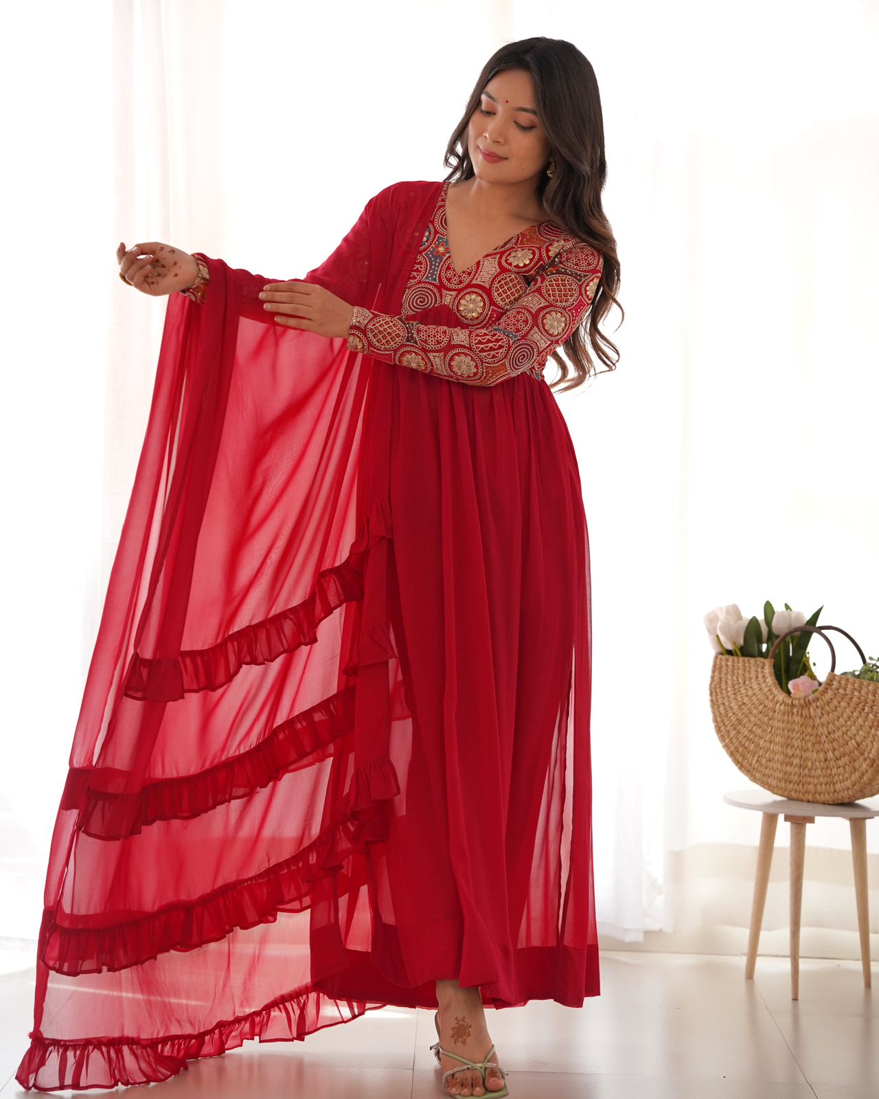 Pink Colour Georgette Gown Set