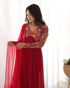 Pink Colour Georgette Gown Set