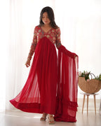 Pink Colour Georgette Gown Set