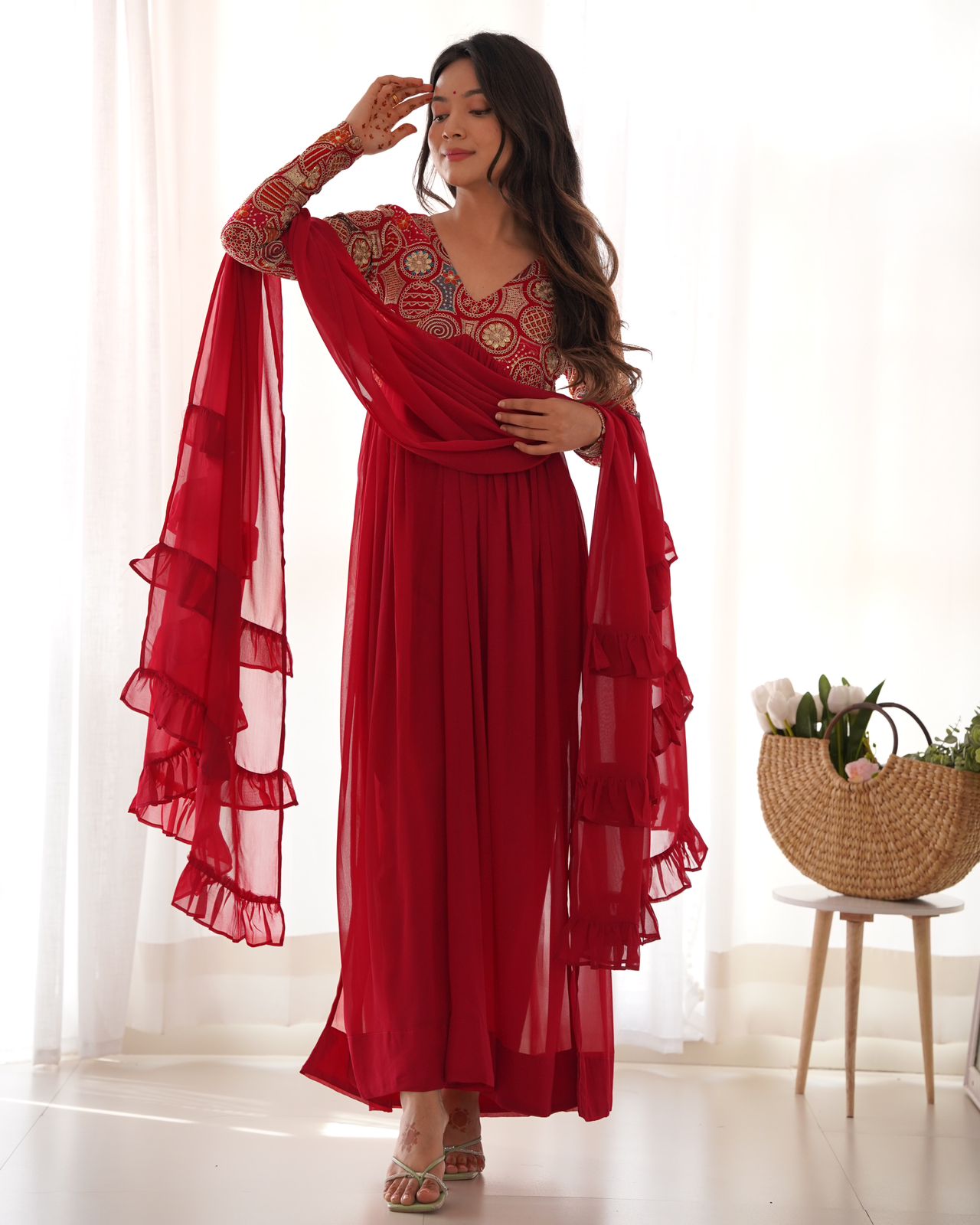 Pink Colour Georgette Gown Set