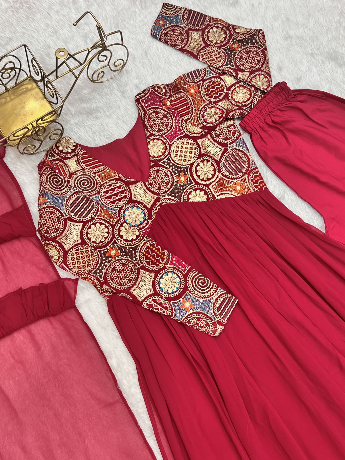 Pink Colour Georgette Gown Set
