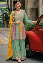 Multi Chinon Embroidery Work Suit