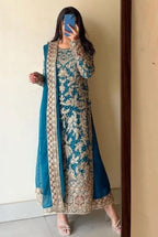 Heavy Georgette Top-Plazo-Dupatta Set