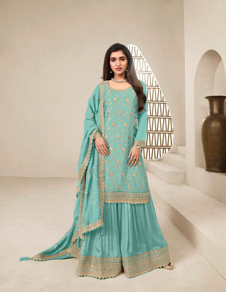 Luxury Jacquard Silk Plazo Set with Dupatta