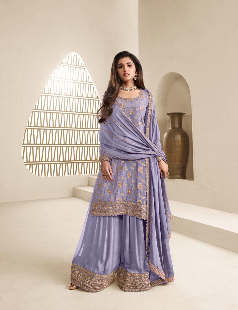 Luxury Jacquard Silk Plazo Set with Dupatta