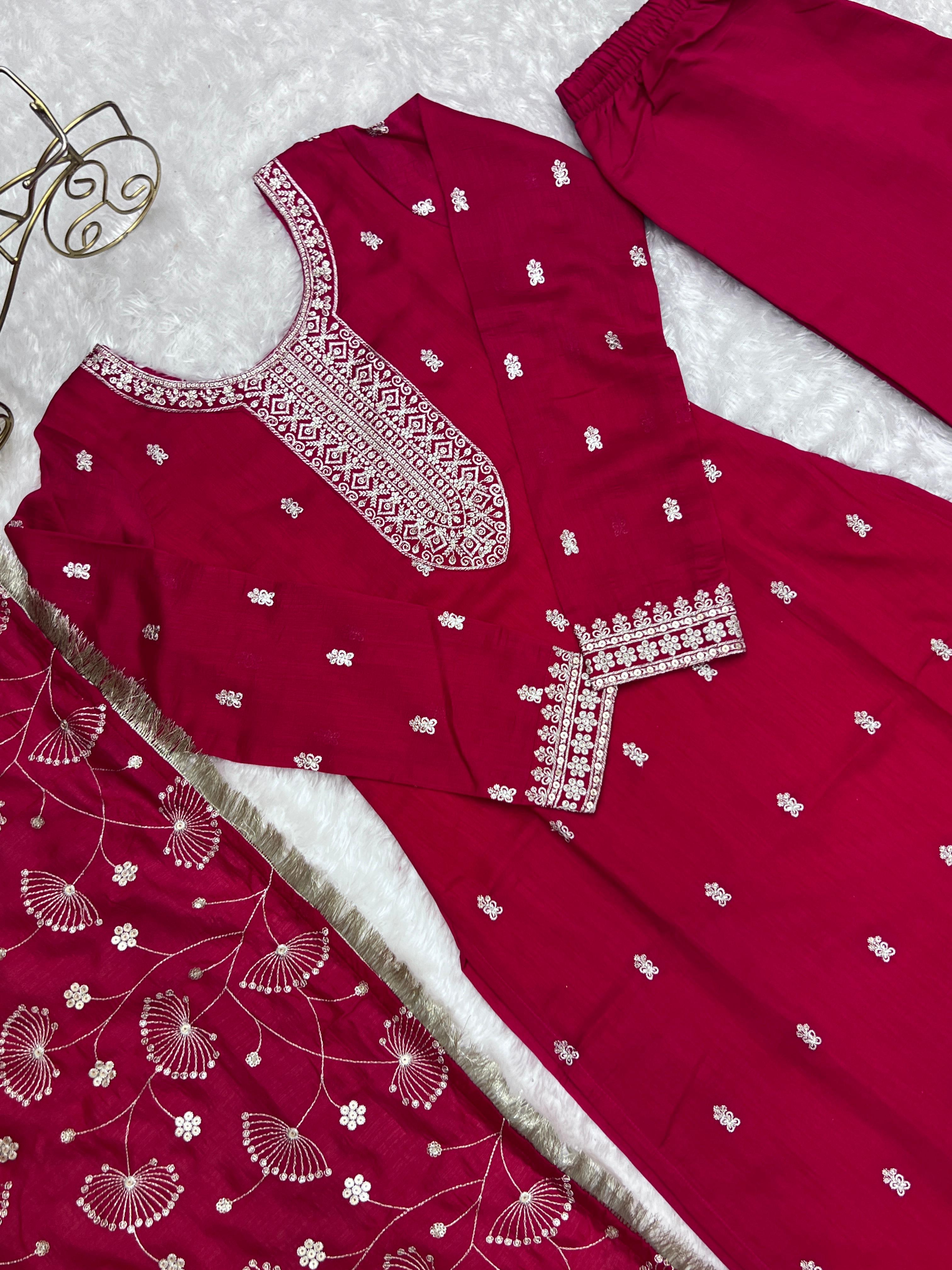 Elegant Pink Pure Blooming Vichitra Silk Kurta Set â€“ Ready to Wear