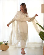 Elegant Pure Chinon Silk Straight-Fit Kurta Set