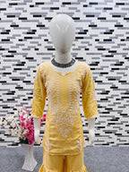 Rayon Embroidered Top & Sharara Set for Kids