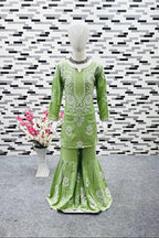 Rayon Embroidered Top & Sharara Set for Kids