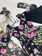 Organza Silk Anarkali Suit Set with Dupatta and Pant