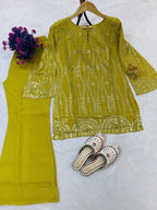Exquisite Sequence Embroidery Top Plazzo Set with Unparalleled Elegance