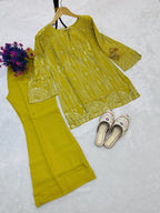 Exquisite Sequence Embroidery Top Plazzo Set with Unparalleled Elegance