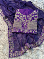 Soft Blooming Tissue Embroidered Saree