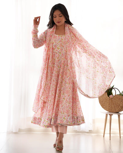 Premium Chiffon Floral Anarkali Set