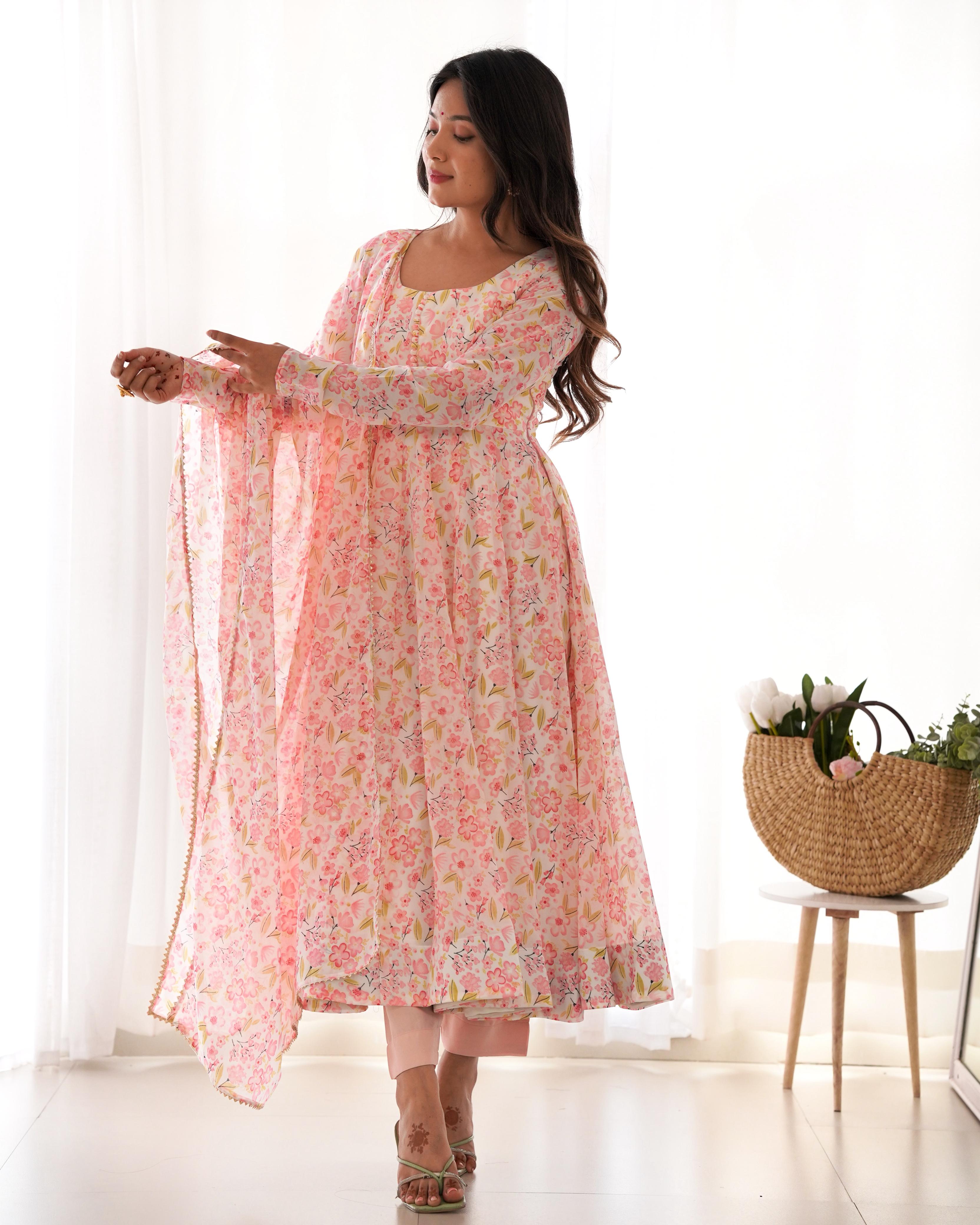 Premium Chiffon Floral Anarkali Set