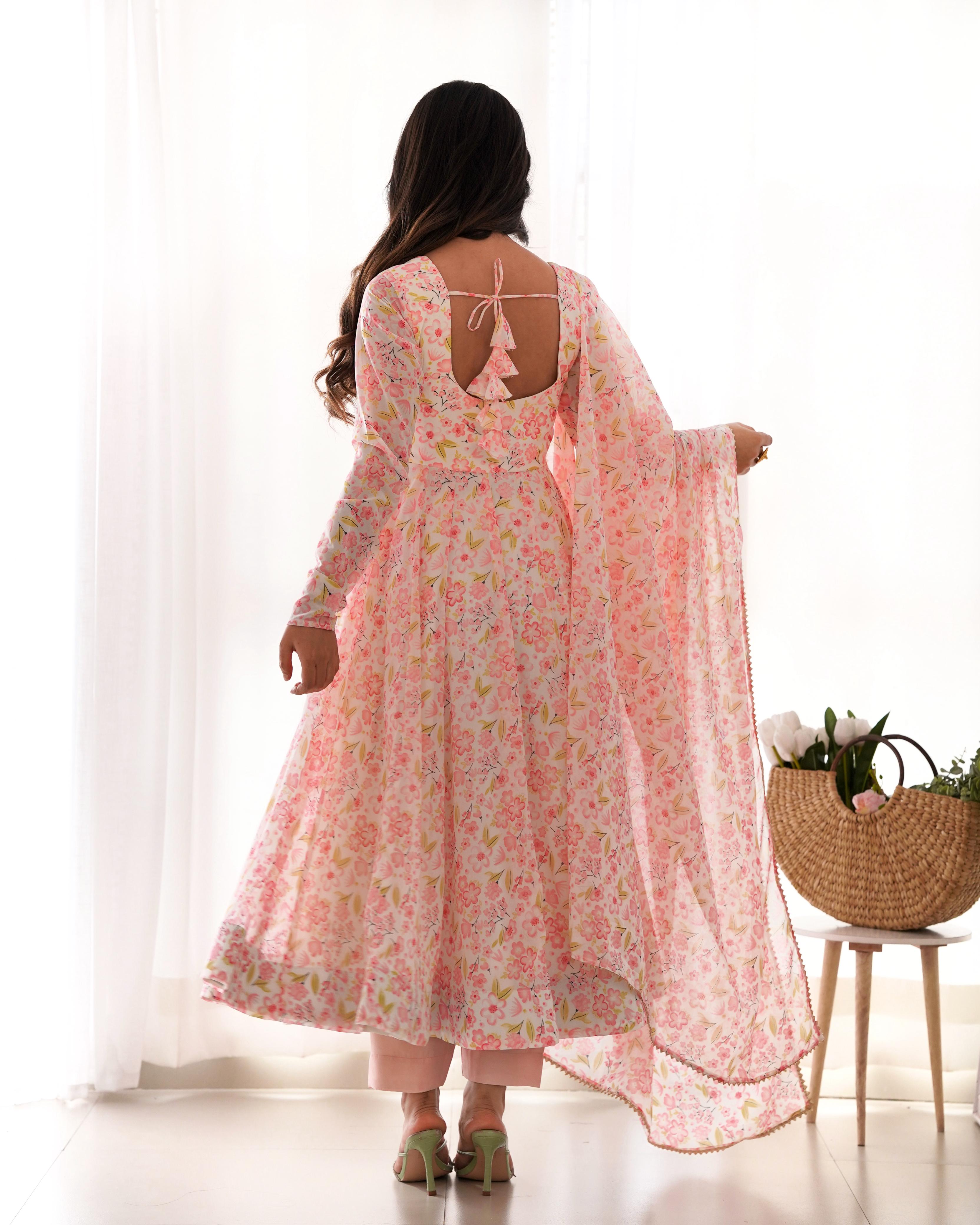 Premium Chiffon Floral Anarkali Set