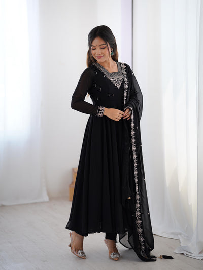 Elegant 3-Piece Fox Georgette Anarkali
