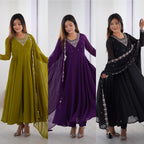 Elegant 3-Piece Fox Georgette Anarkali