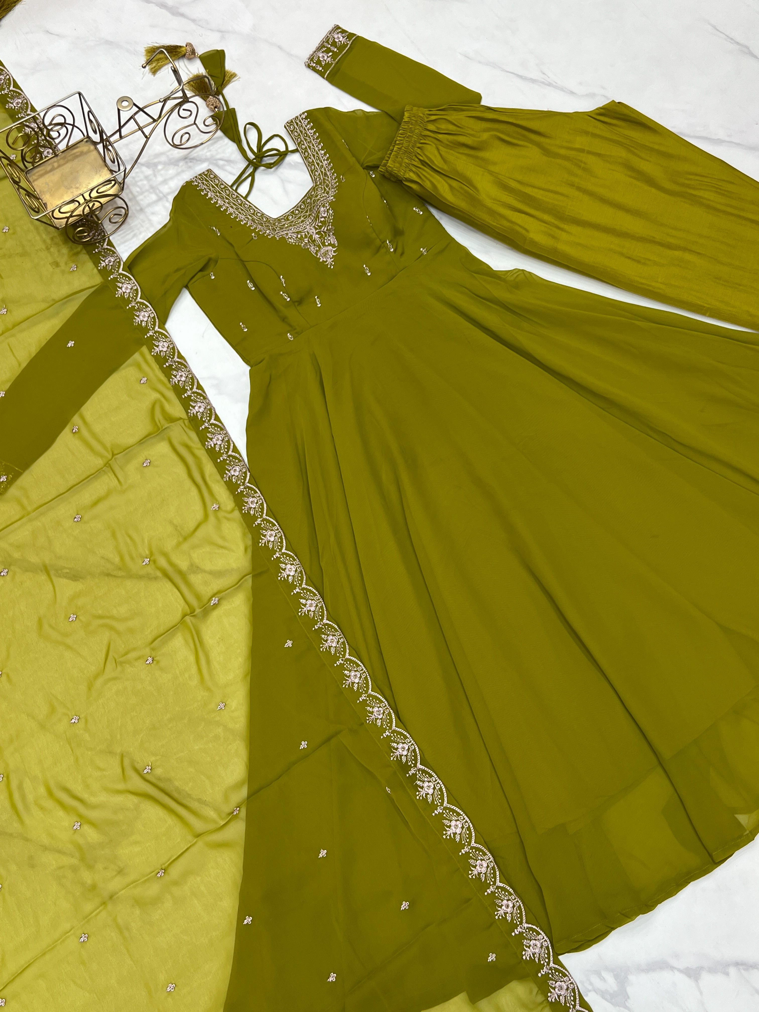 Elegant 3-Piece Fox Georgette Anarkali