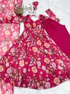 Printed Organza Anarkali with Gota Dupatta
