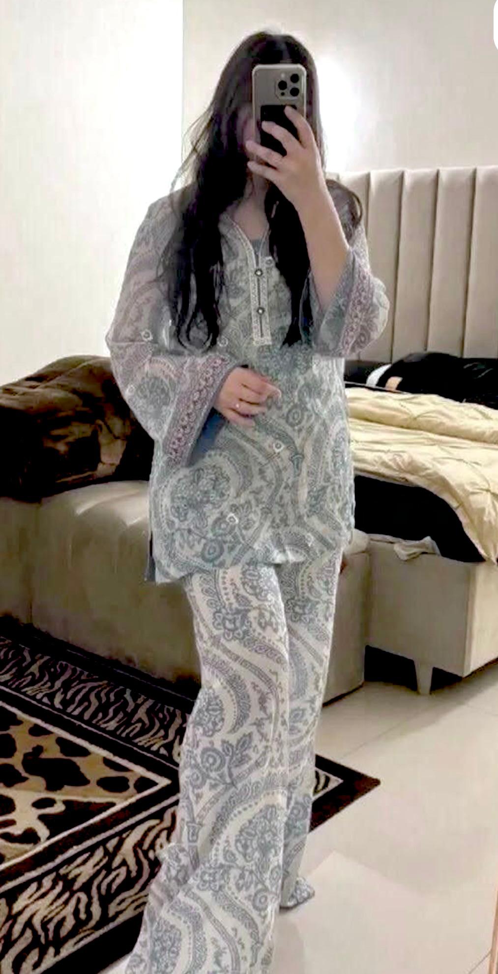 Chiffon Georgette Party Set with Farshi Palazzo