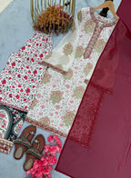 Embroidered Georgette Top with Crepe Palazzo