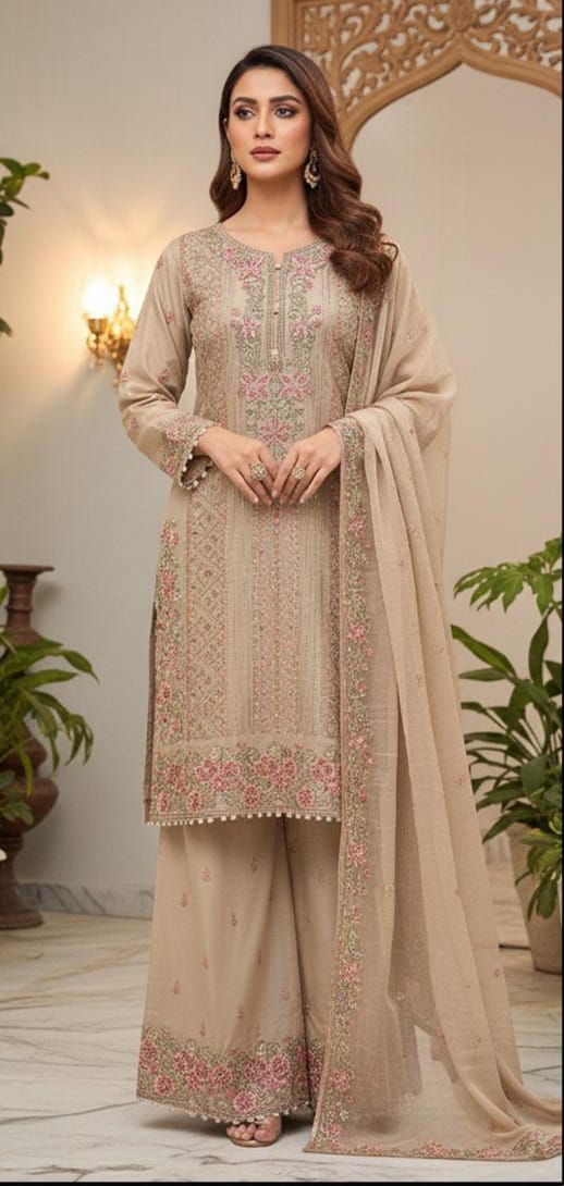 Heavy Chiffon Suit with Plazo & Dupatta